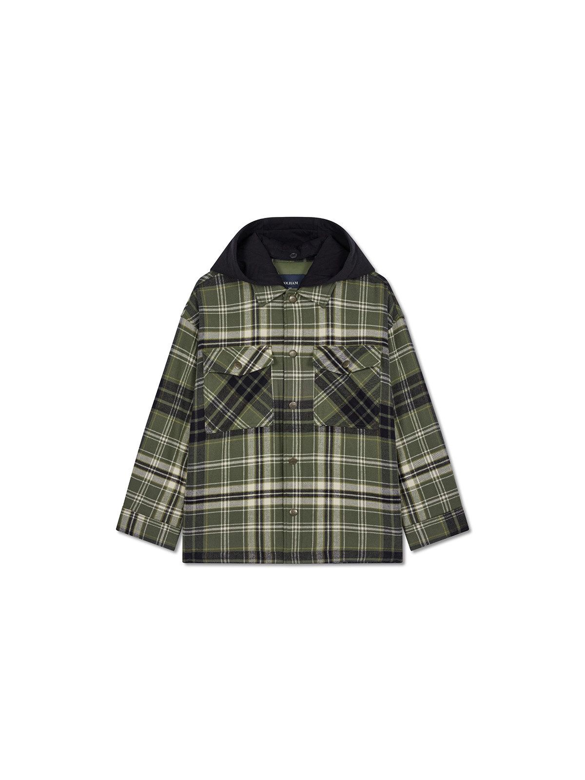 폴햄키즈(POLHAM KIDS) 공용 플란넬 후드 패딩 셔켓_PKG4WC3030