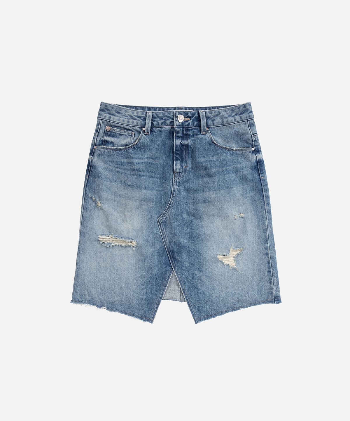 인스턴트펑크(INSTANTFUNK) H LINE SLIT DENIM SKIRT - BLUE