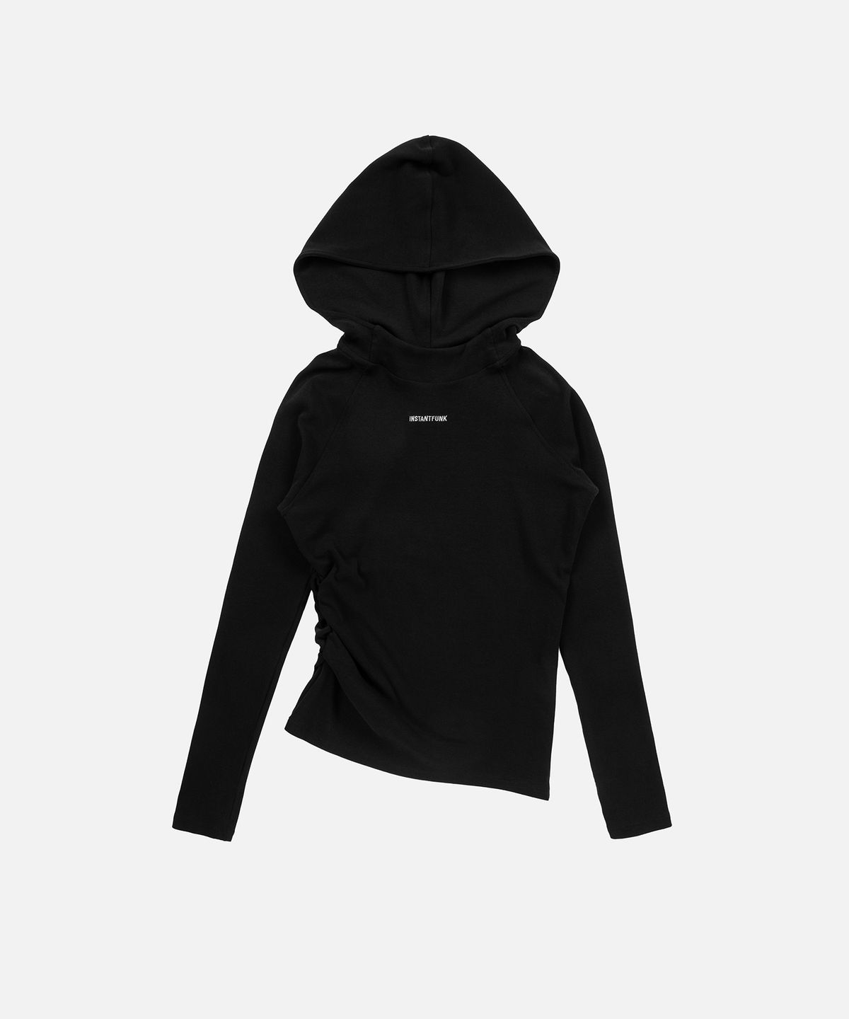 인스턴트펑크(INSTANTFUNK) DIAGONAL ZIPPER HOOD TEE - BLACK