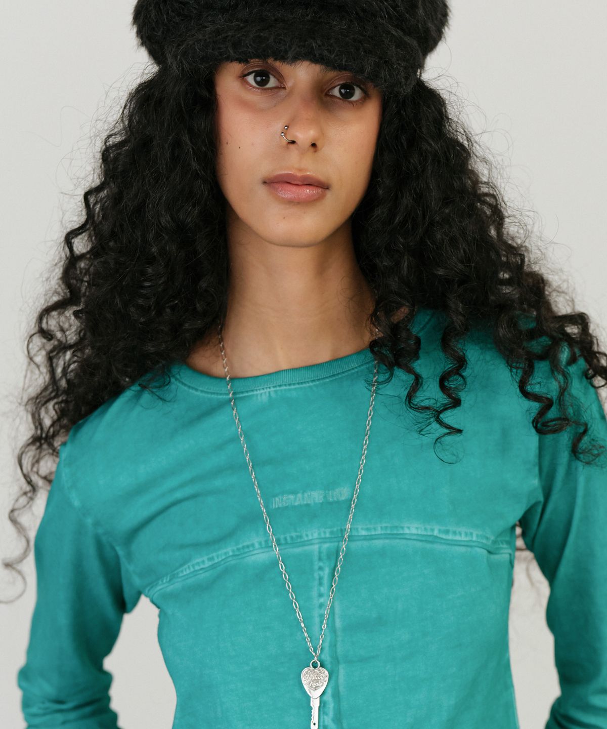 인스턴트펑크(INSTANTFUNK) PIGMENT CROPPED TEE - CYAN