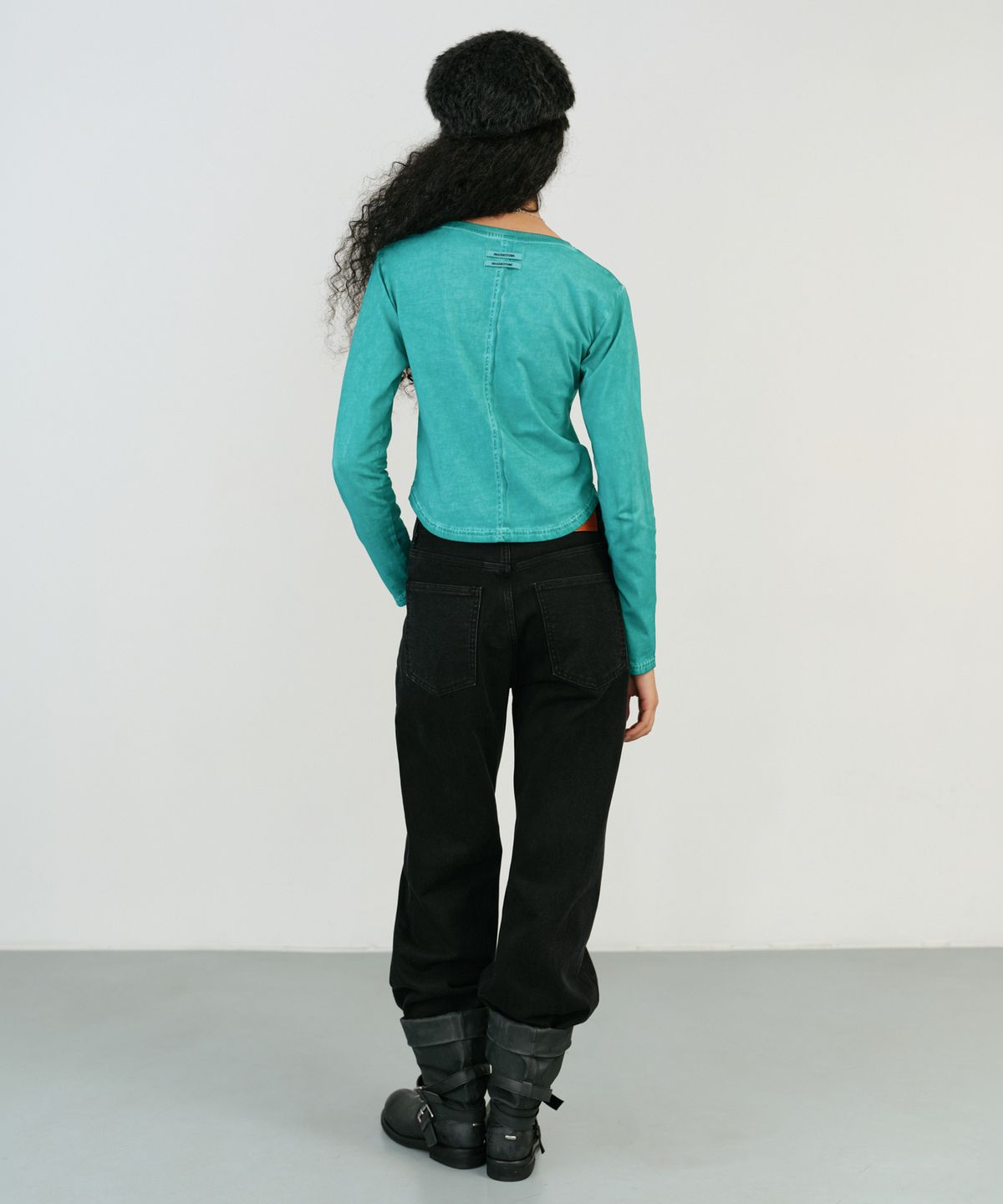 인스턴트펑크(INSTANTFUNK) PIGMENT CROPPED TEE - CYAN