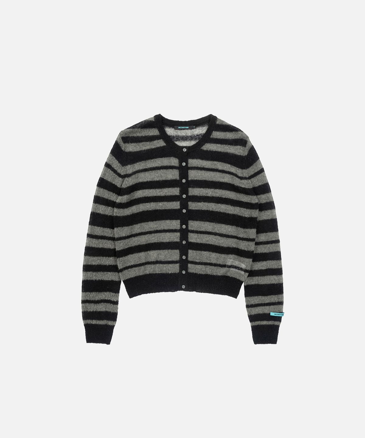 인스턴트펑크(INSTANTFUNK) ROUND NECK STRIPE CARDIGAN - KHAKI