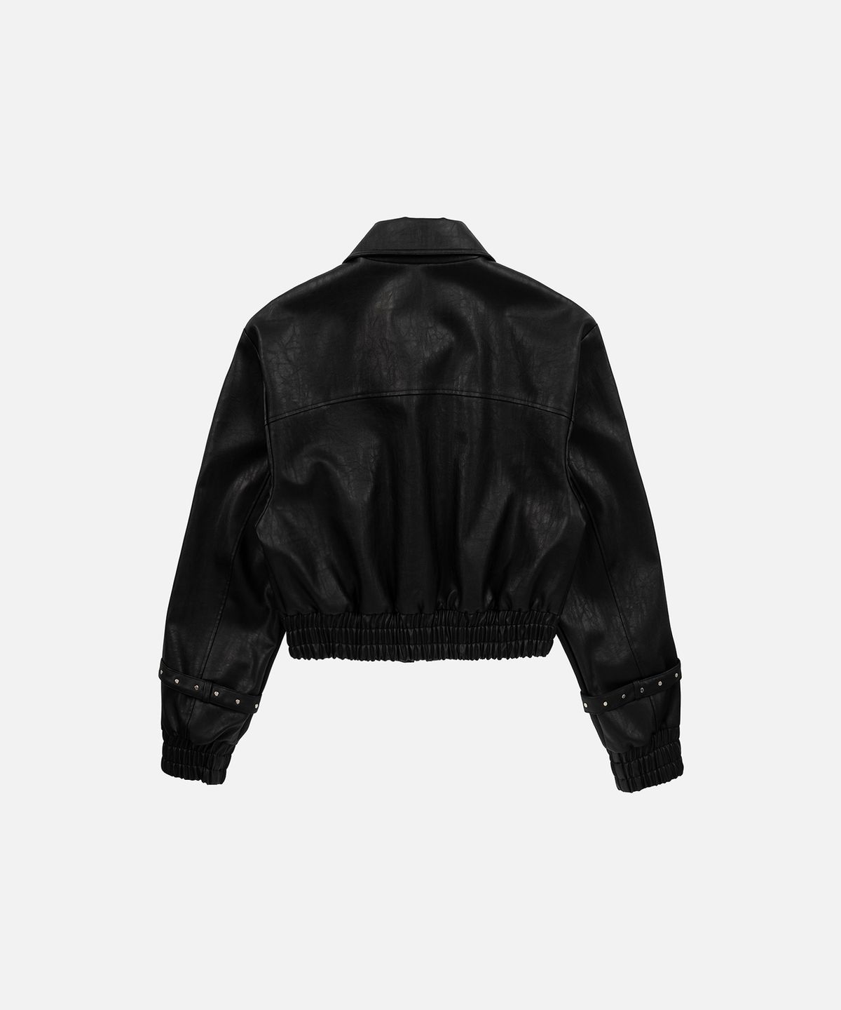 인스턴트펑크(INSTANTFUNK) CROPPED STRAP LEATHER JACKET - BLACK
