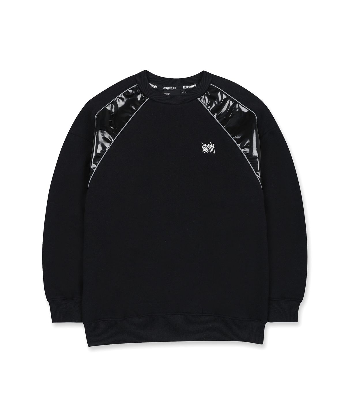 브라운브레스 키즈(BROWNBREATH KIDS) KIDS TAG GLOSSY CREWNECK(기모) - BLACK
