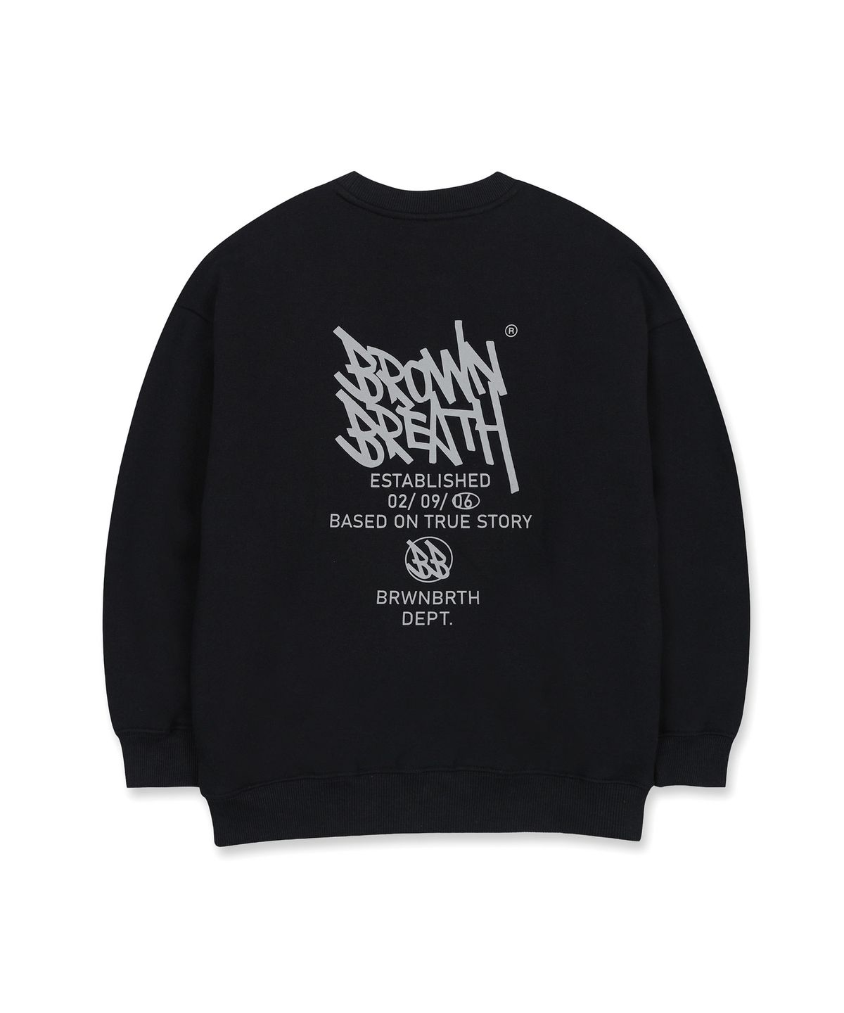 브라운브레스 키즈(BROWNBREATH KIDS) KIDS TAG GLOSSY CREWNECK(기모) - BLACK