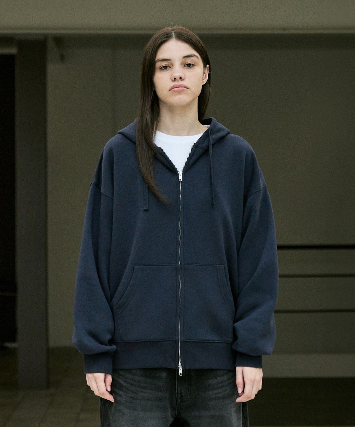 미니멀프로젝트(MINIMALPROJECT) 리파인드 스탠다드 기모 후드집업 MZT200 [NAVY]