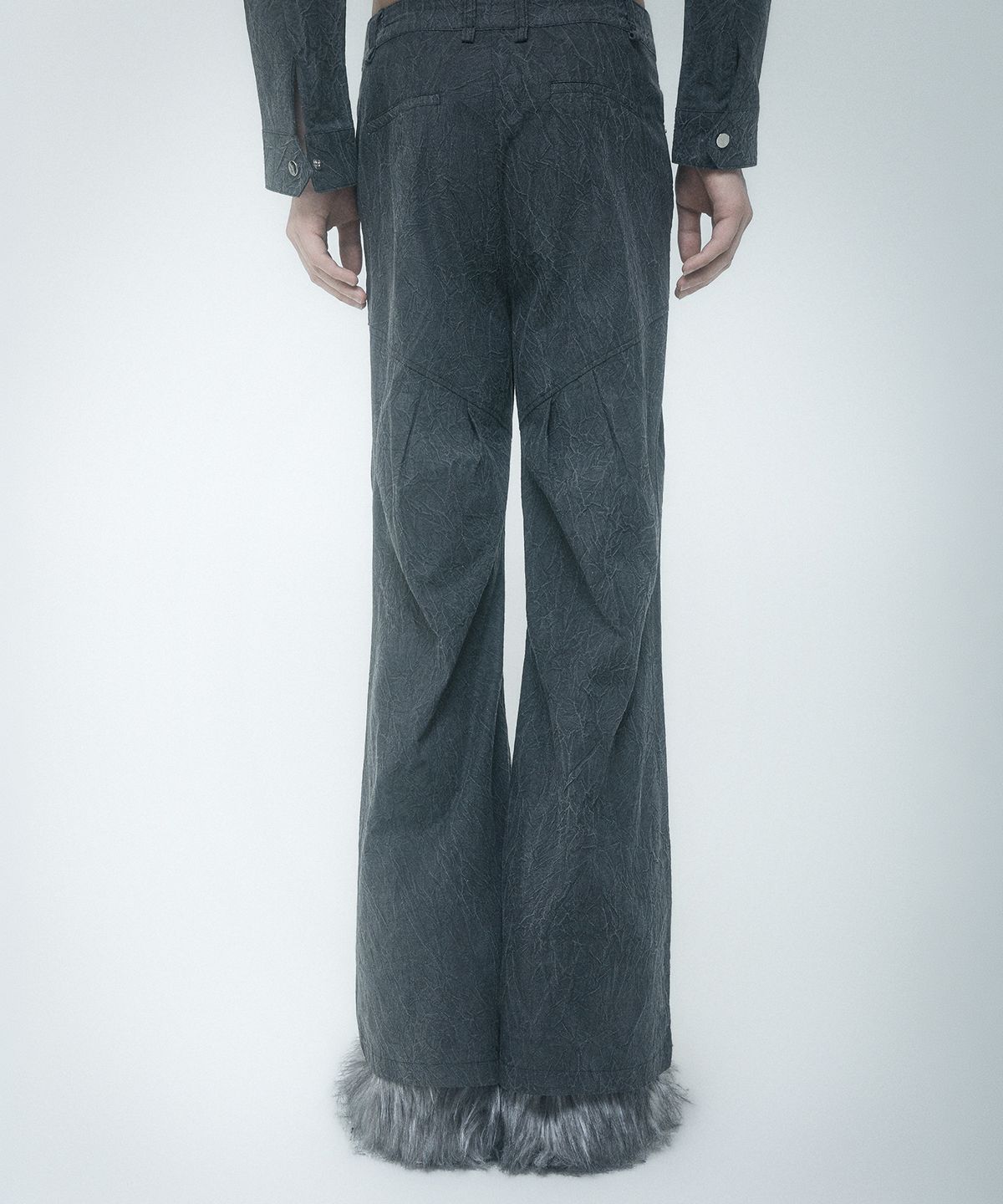 레큘리(RECULER) Wrinkle Wrap skirt pants Charcoal