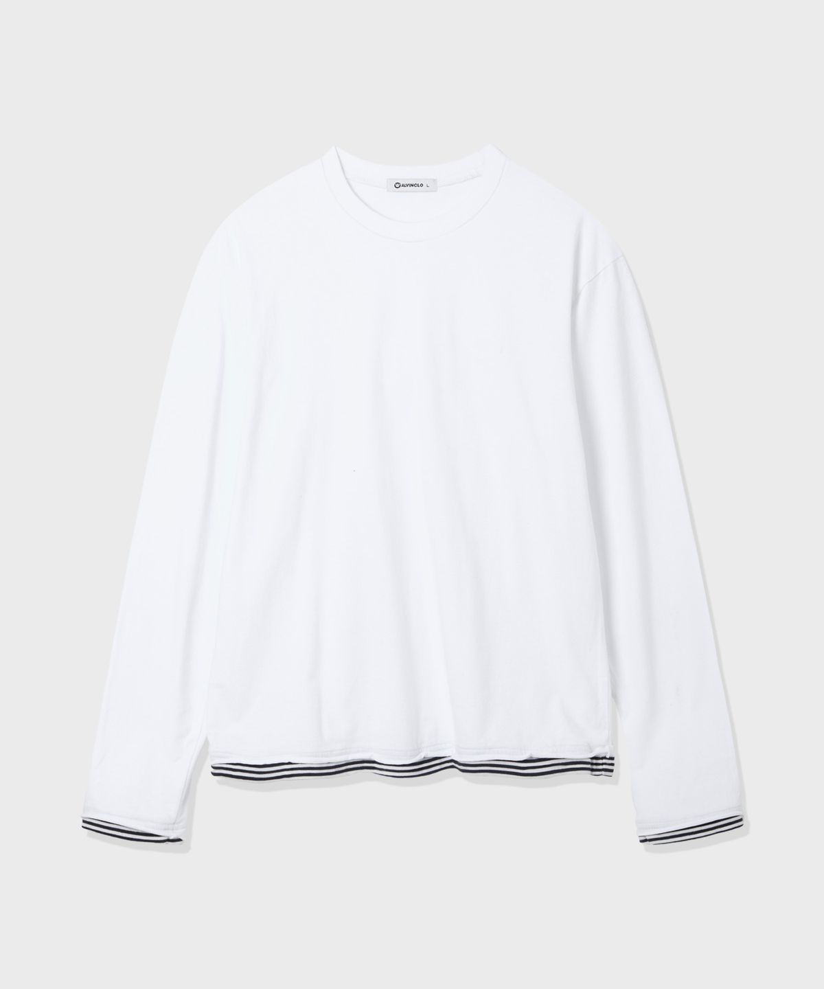앨빈클로(ALVINCLO) 스트라이프 레이어드 루즈핏 긴팔 티셔츠 AVT980 (4COLOR)