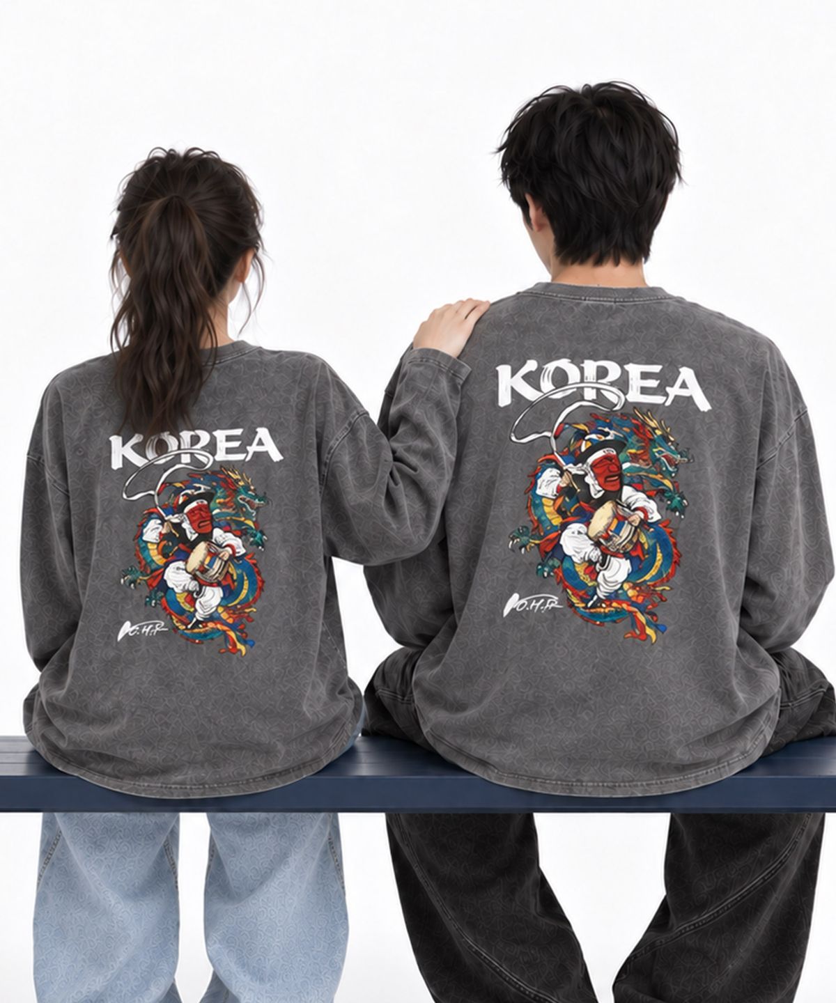 원헌드레드퍼센트(OHP) OHPxHARMONIA 사물놀이 피그먼트 긴팔티6
