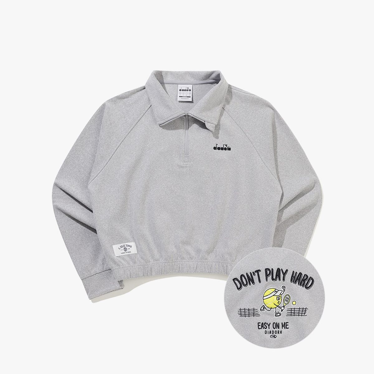디아도라(diadora) 디도 볼 하프집업 맨투맨 우먼 MELANGE GREY