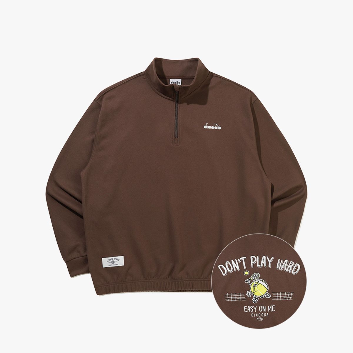 디아도라(diadora) 디도 볼 하프집업 맨투맨 BROWN