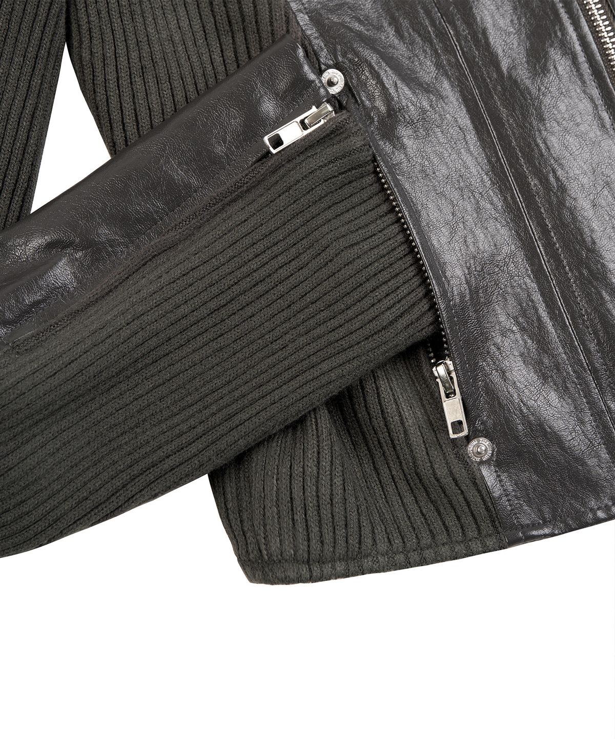 지제뮤지엄(ZIZEMUSEUM) RIBBED SLIM LEATHER JACKET (CHARCOAL)