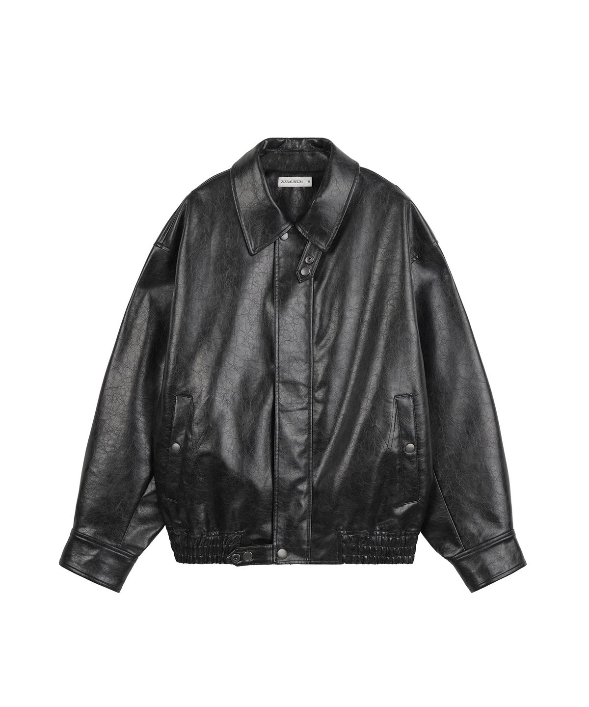 지제뮤지엄(ZIZEMUSEUM) CRACKED LEATHER BOMBER JACKET (GRAY)