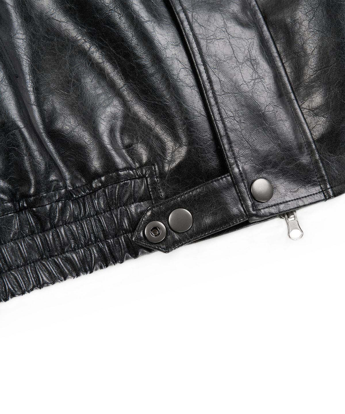 지제뮤지엄(ZIZEMUSEUM) CRACKED LEATHER BOMBER JACKET (GRAY)