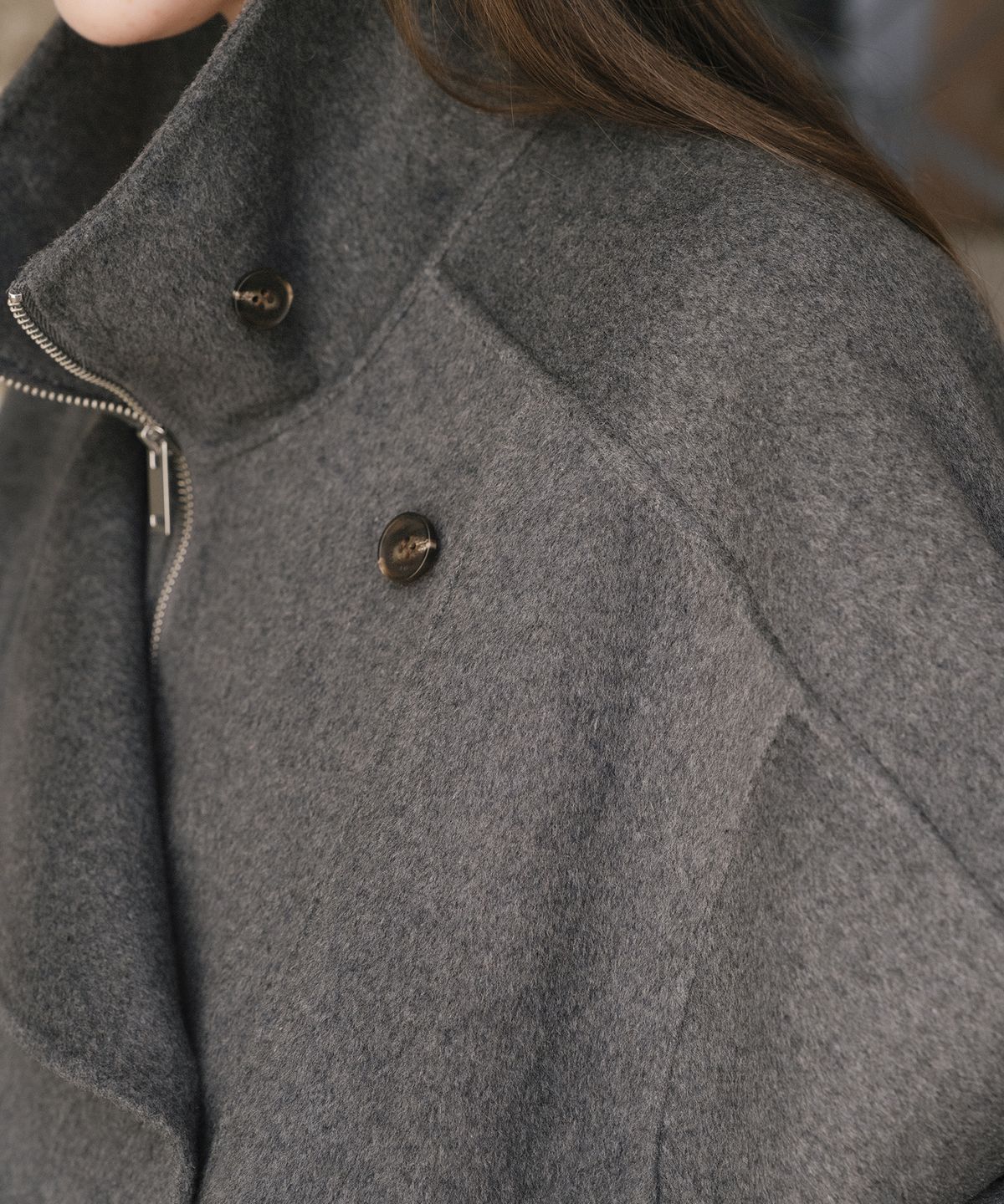 틸아이다이(TILL I DIE) Wool handmade crop jacket [TIWT04JK04]_Charcoal