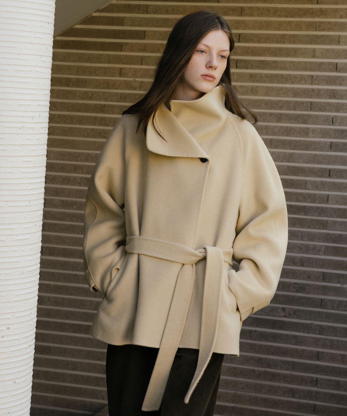 틸아이다이(TILL I DIE) Wool 100 handmade half coat [TIWT04CT01]_Light beige