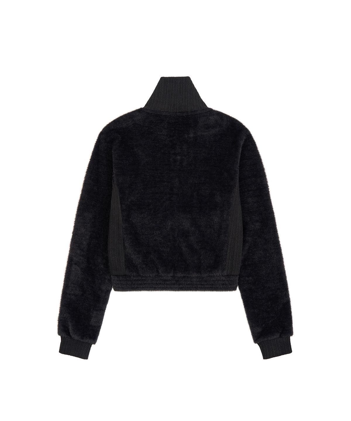 지제뮤지엄(ZIZEMUSEUM) CROPPED HIGH NECK KNIT ZIP-UP (BLACK)