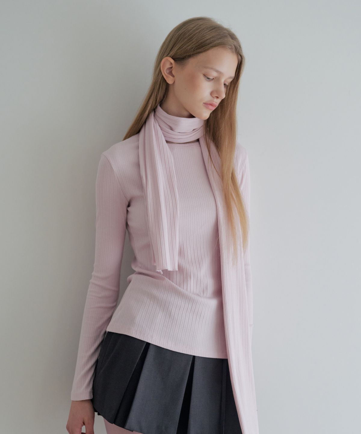 그라스플랜(GRASPLAN) [SET] Smooth Touch T-Shirt & Muffler_Pink