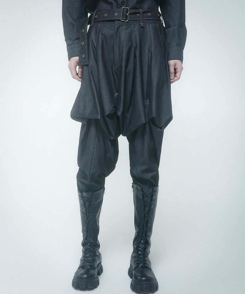 Skirt silhouette Harem pants Like Denim Black