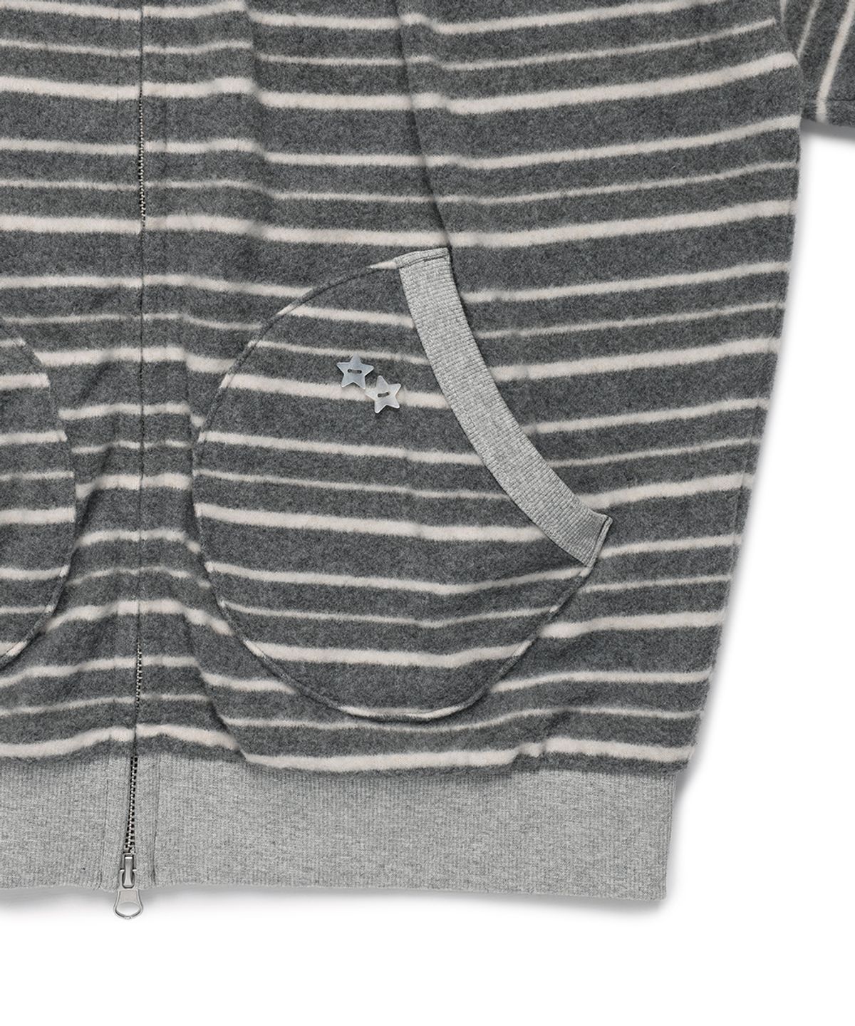 카비시(CAVISH) SOFT STRIPED SHIRRING ZIP UP HOODIE GREY(CV2GFFM483A)