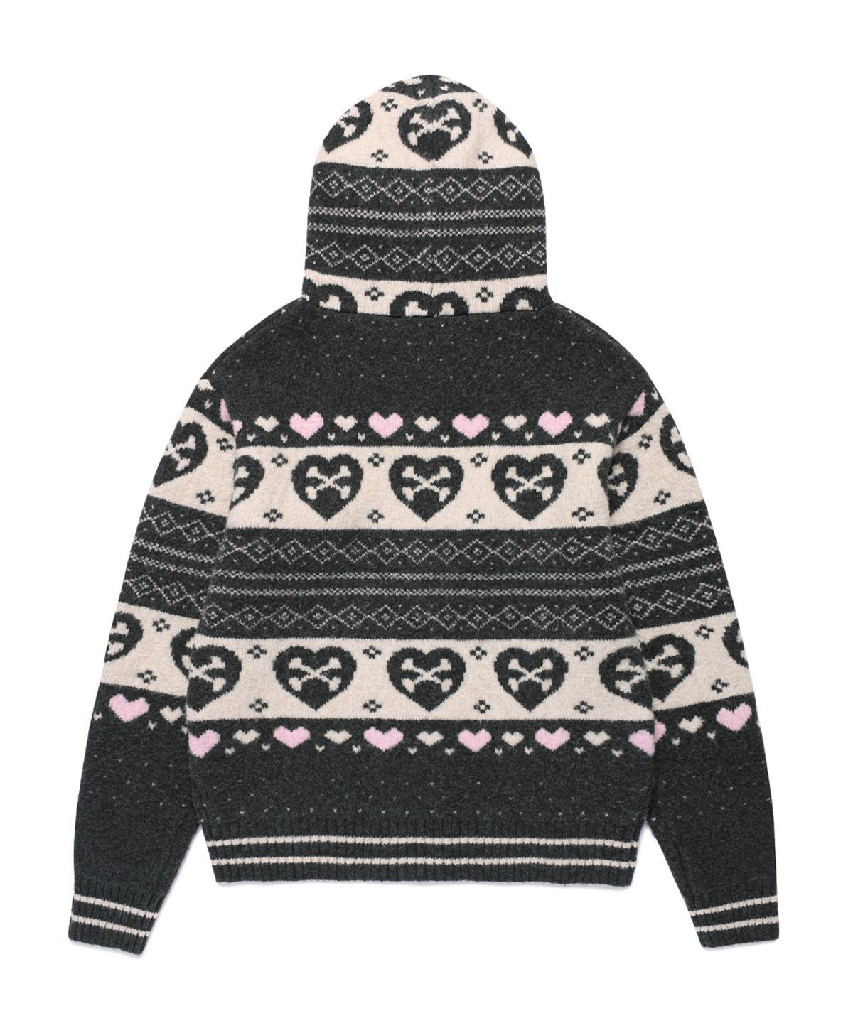 카비시(CAVISH) SKULL HEART NORDIC KNIT CARDIGAN CHARCOAL(CV2GFUK680A)