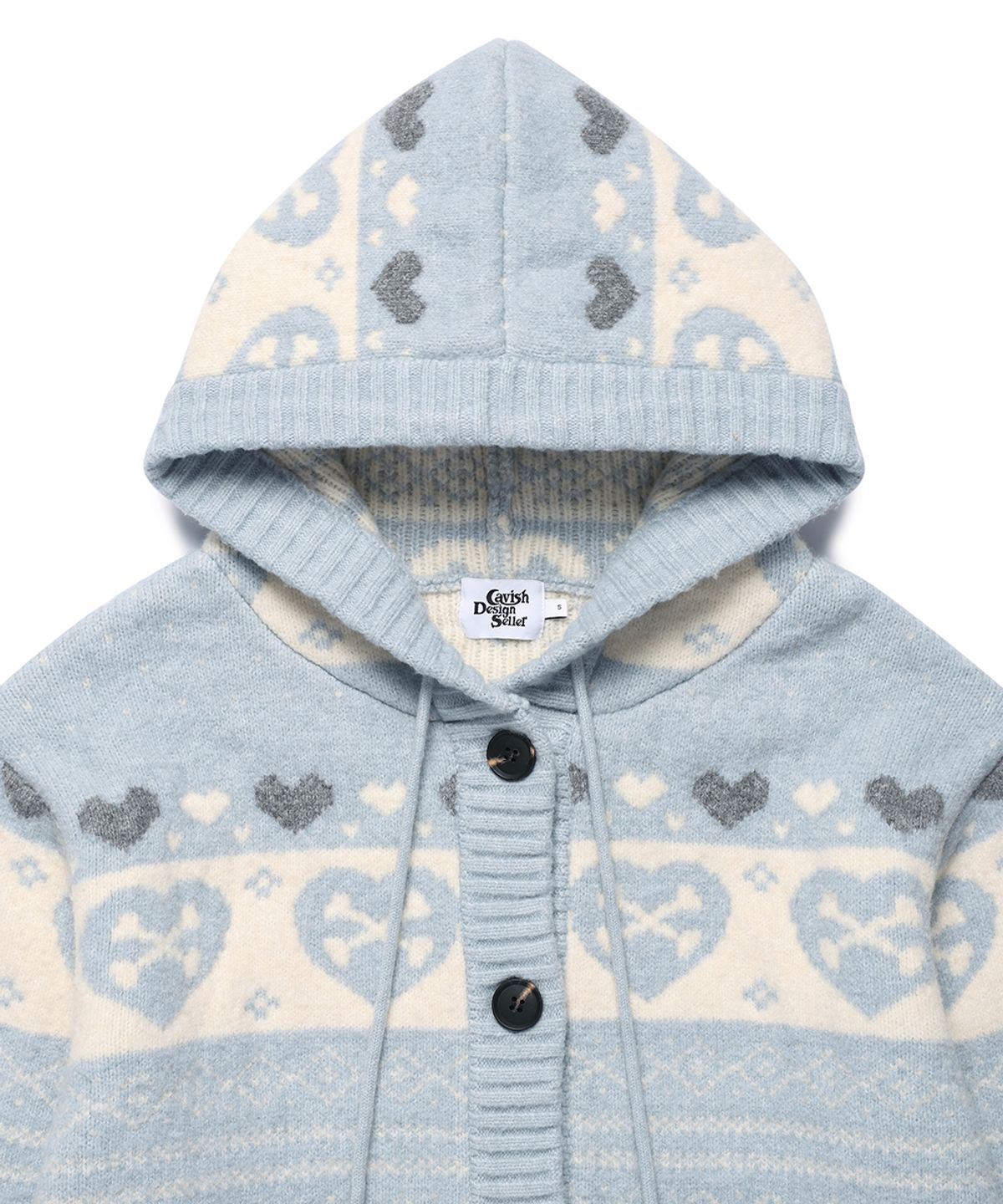 카비시(CAVISH) SKULL HEART NORDIC KNIT CARDIGAN BLUE(CV2GFUK680A)