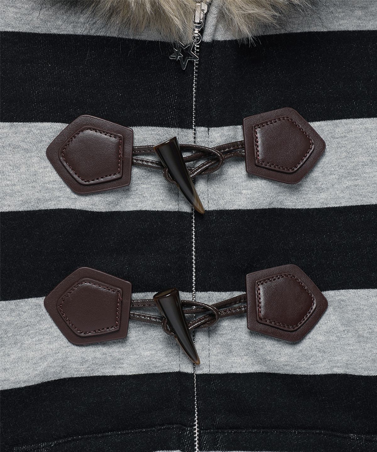 카비시(CAVISH) STRIPED FUR ZIP UP HOODIE BLACK(CV2GFFM485A)