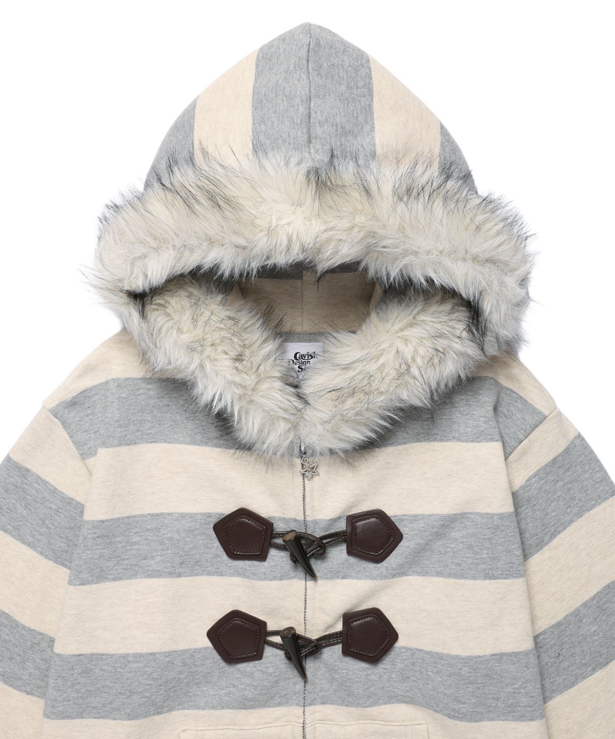 카비시(CAVISH) STRIPED FUR ZIP UP HOODIE GREY(CV2GFFM485A)