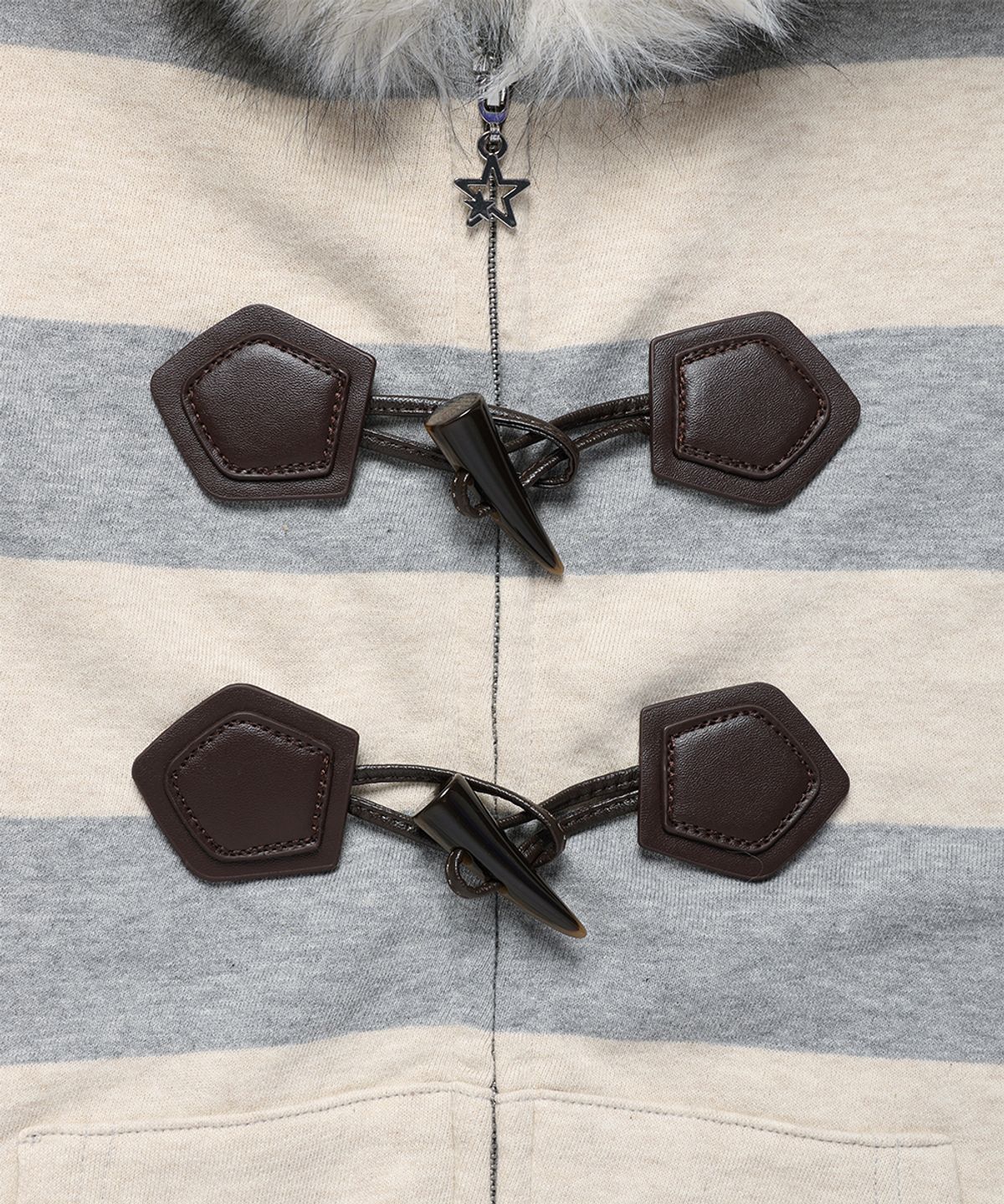 카비시(CAVISH) STRIPED FUR ZIP UP HOODIE GREY(CV2GFFM485A)