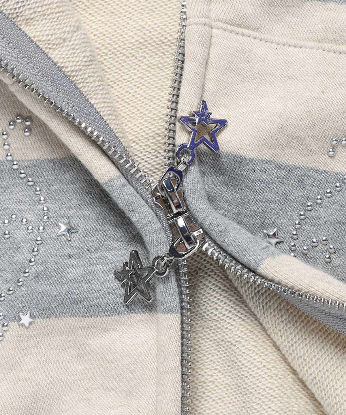 카비시(CAVISH) STRIPED FUR ZIP UP HOODIE GREY(CV2GFFM485A)
