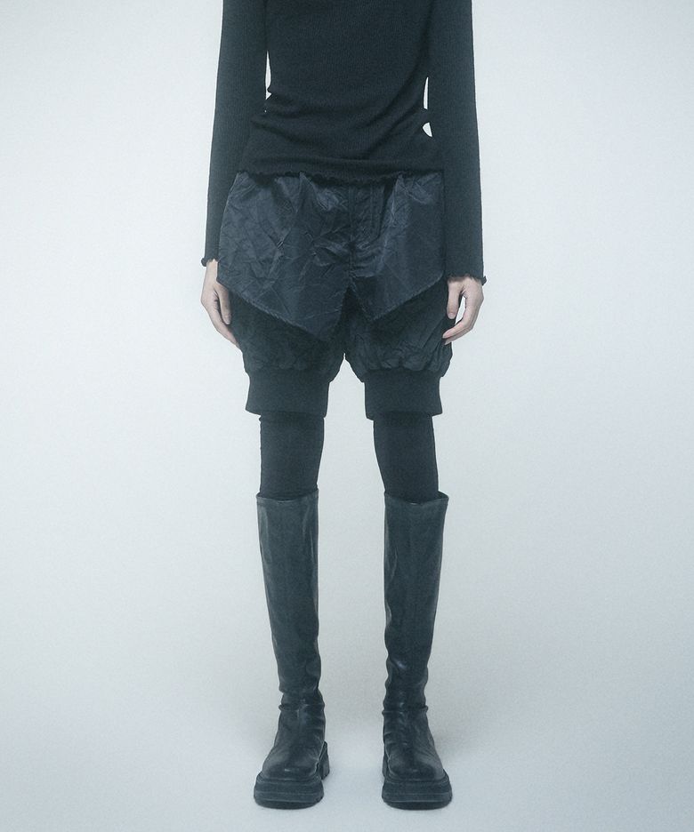 Asymmetry leggings baggy pants Black