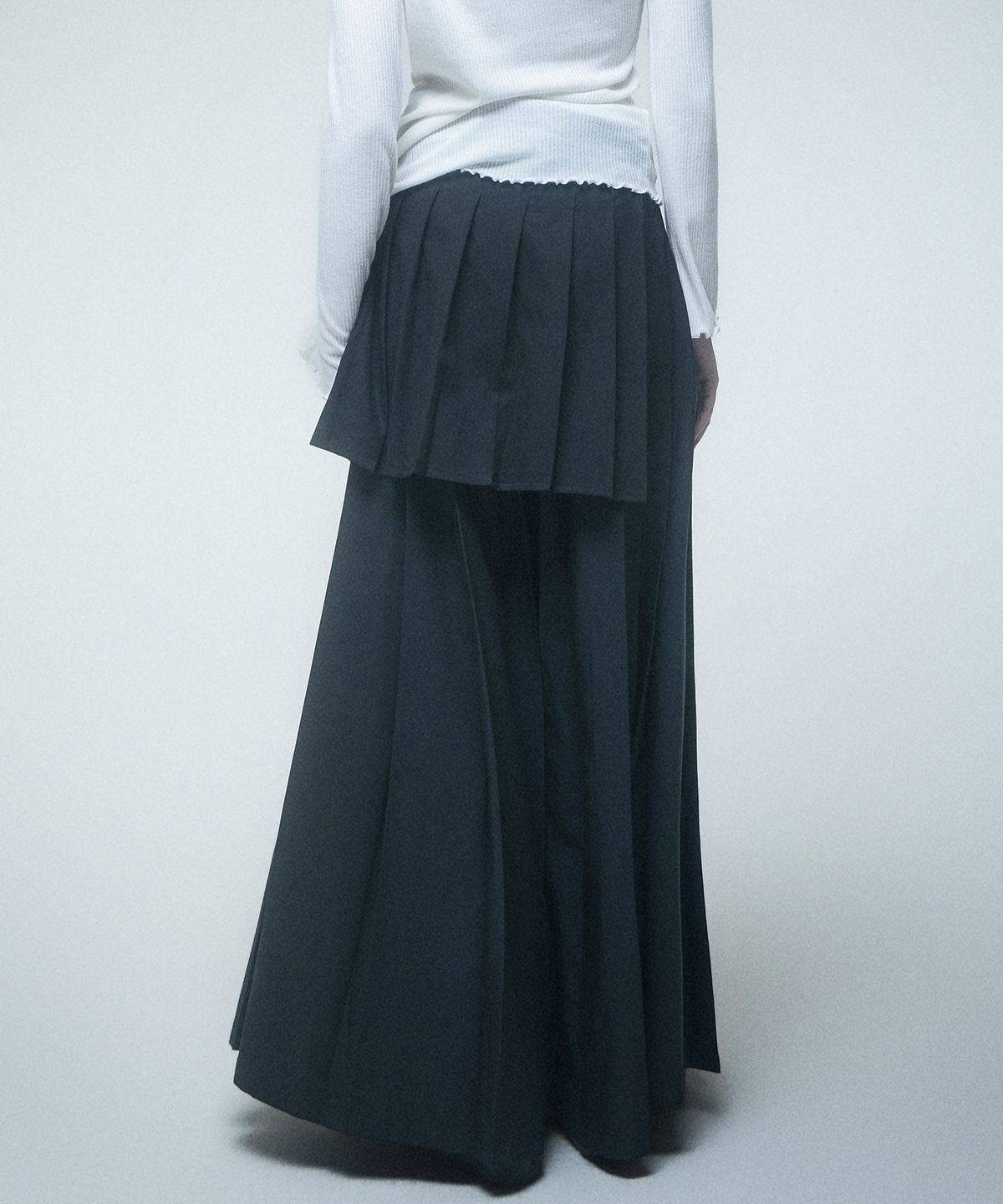 레큘리(RECULER) Pleated Wrap layered skirt
