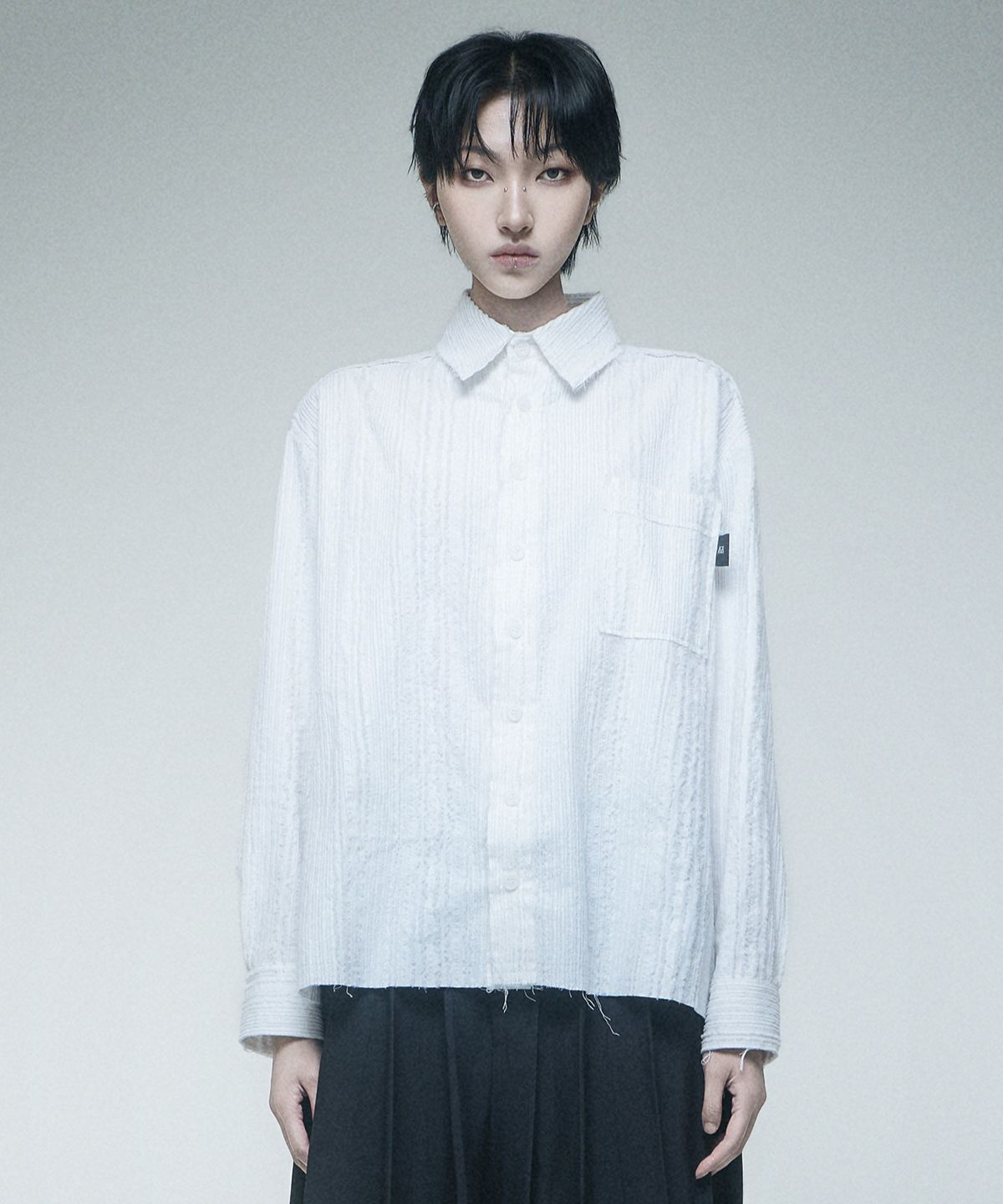 레큘리(RECULER) Cut-off Cotton Linen shirts White