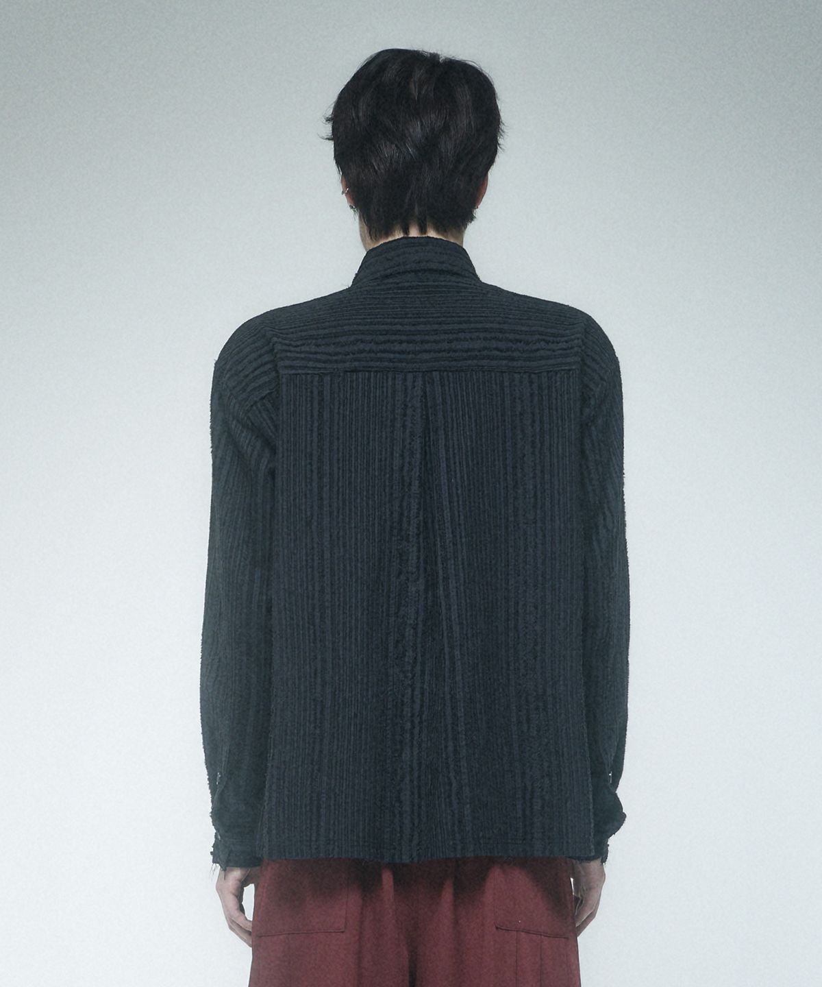 레큘리(RECULER) Cut-off Cotton Linen shirts Black