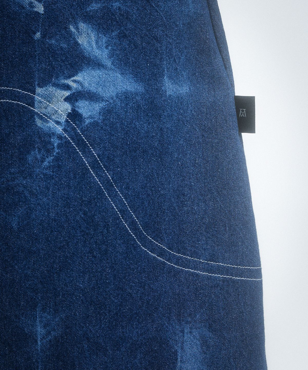 레큘리(RECULER) Pipe dyeing Denim Skirt pants Blue