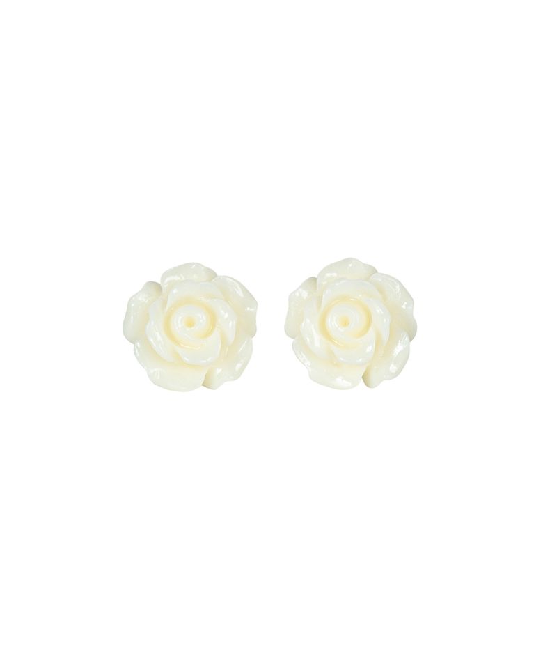 Rose Turquoise Silver Earrings 7mm (Ivory)