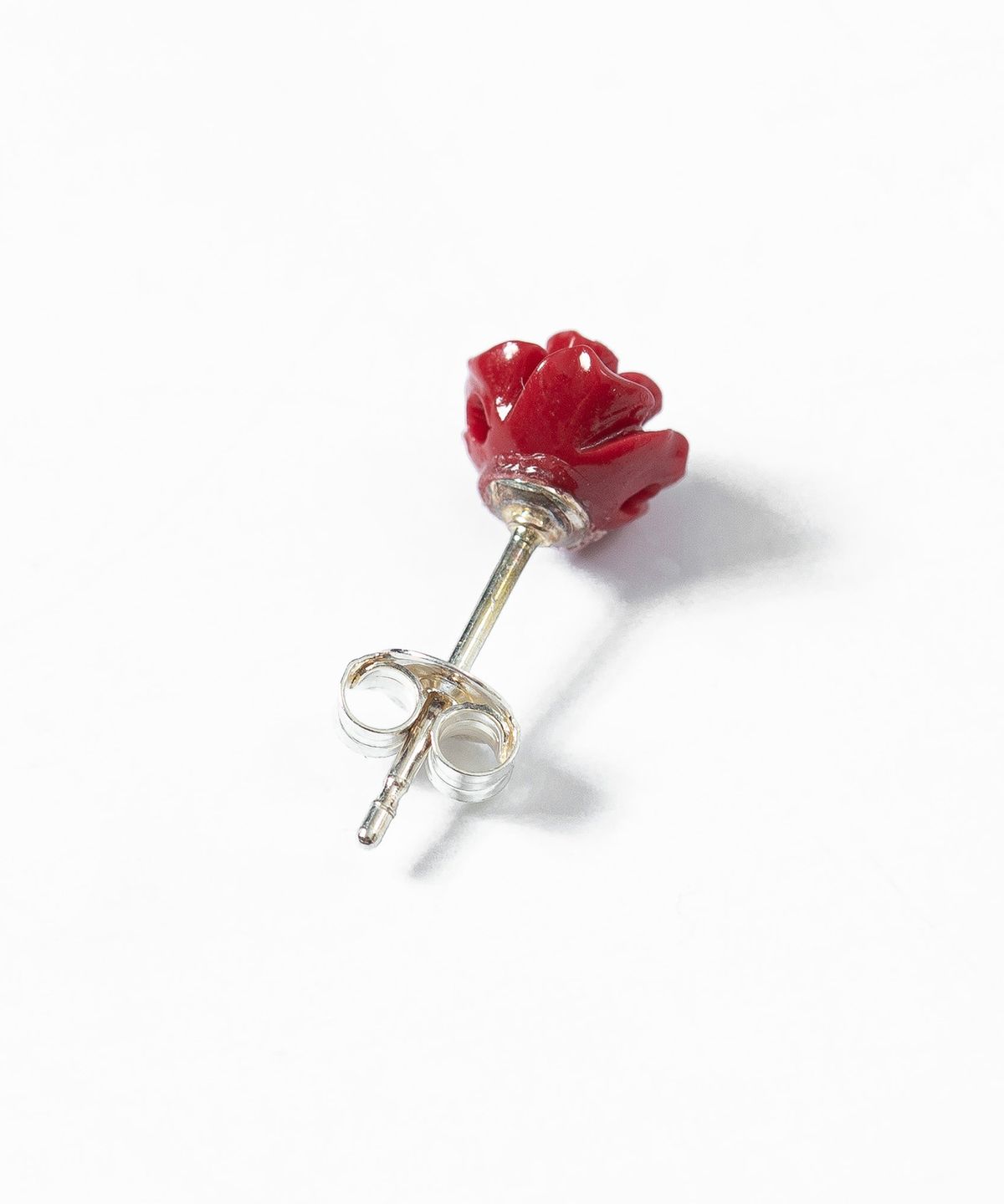 루시르주(LUCIR ZU) Rose Turquoise Silver Earrings 7mm (Red)