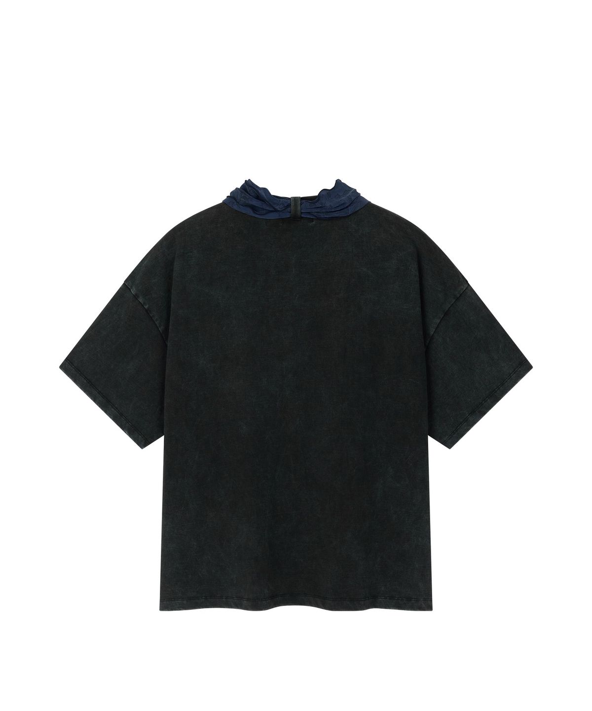 루미노제(RUMINOUSÉ) Cotton Faded washed Re-Work Scarf T-Shirts (Black)