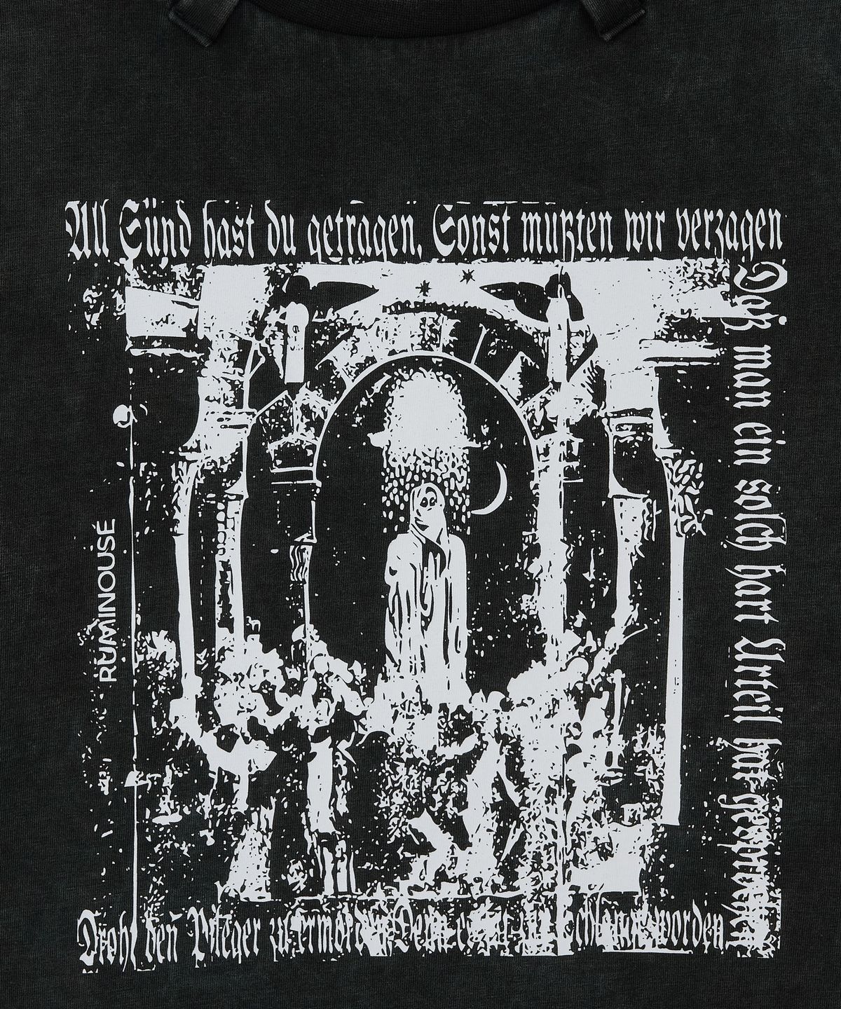 루미노제(RUMINOUSÉ) Cotton Faded washed Re-Work Scarf T-Shirts (Black)