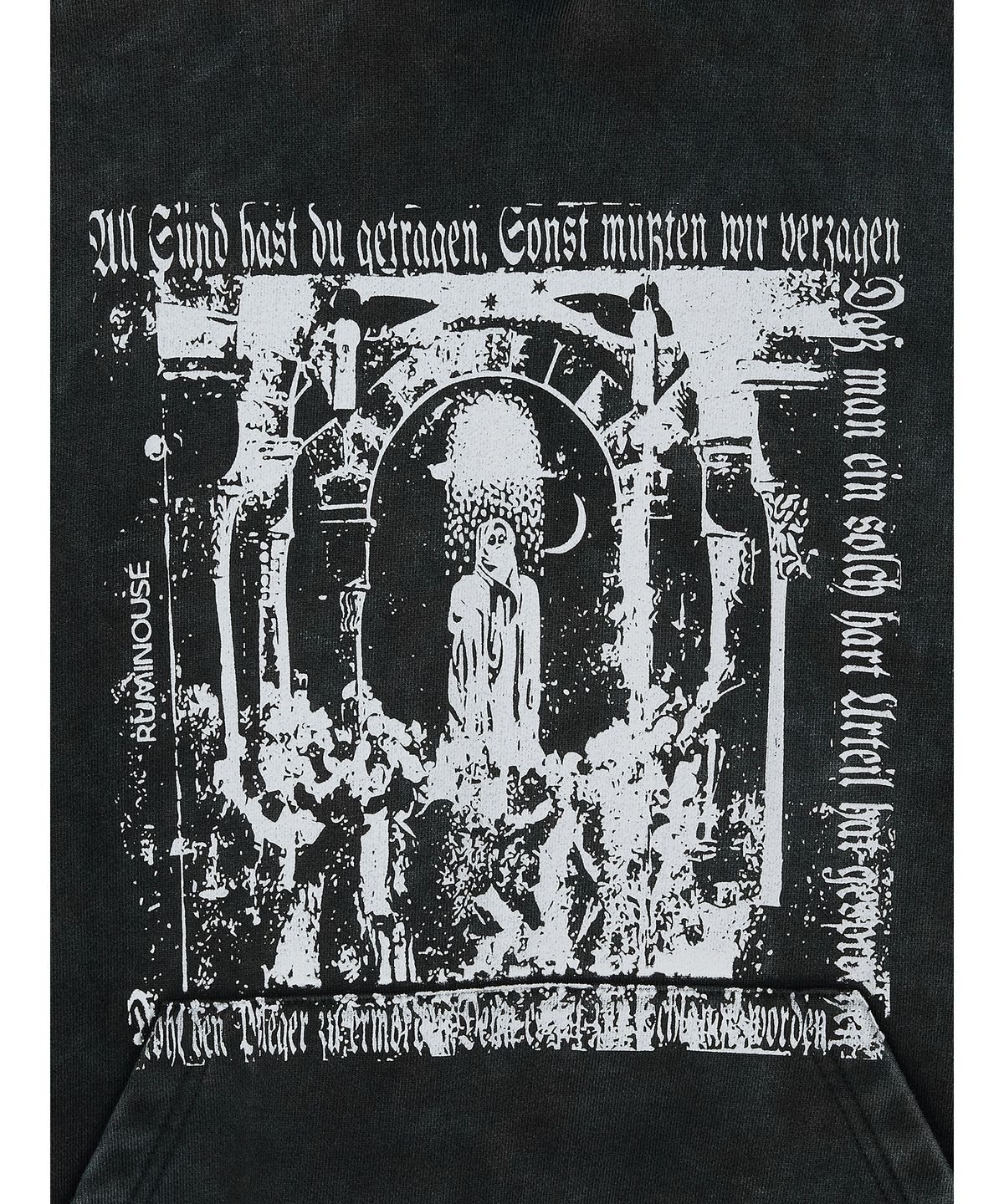 루미노제(RUMINOUSÉ) Cotton Faded washed Fake Scarf hoodie (Black)