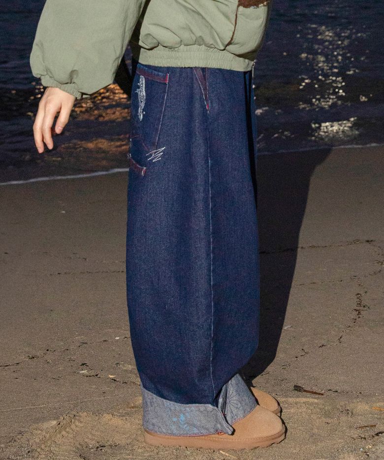 WXP123 카케바나 인디고 롤업 패딩 팬츠 (INDIGO)