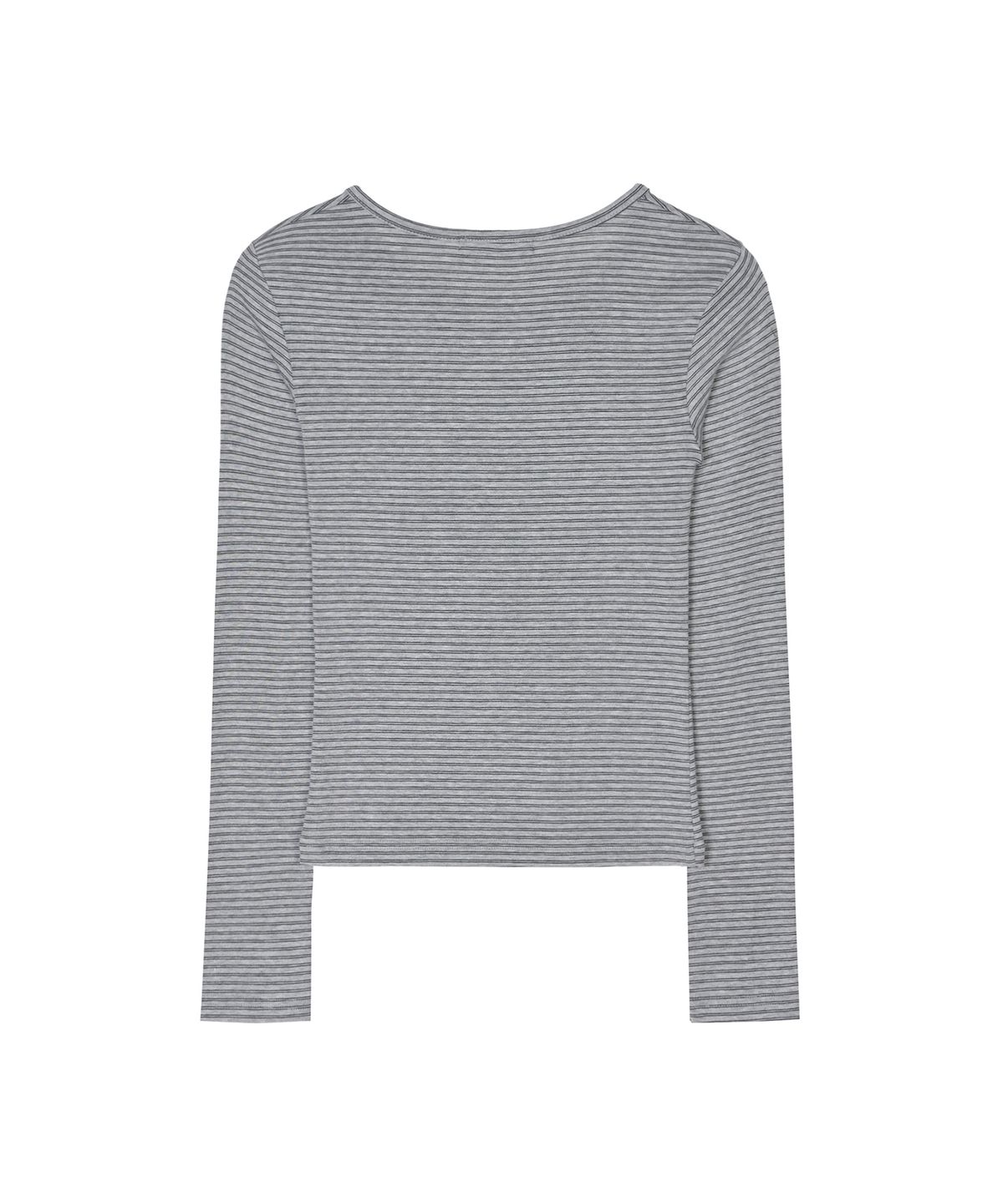 닉앤니콜(NICK&NICOLE) STRIPED HENLEY NECK TOP_GRAY
