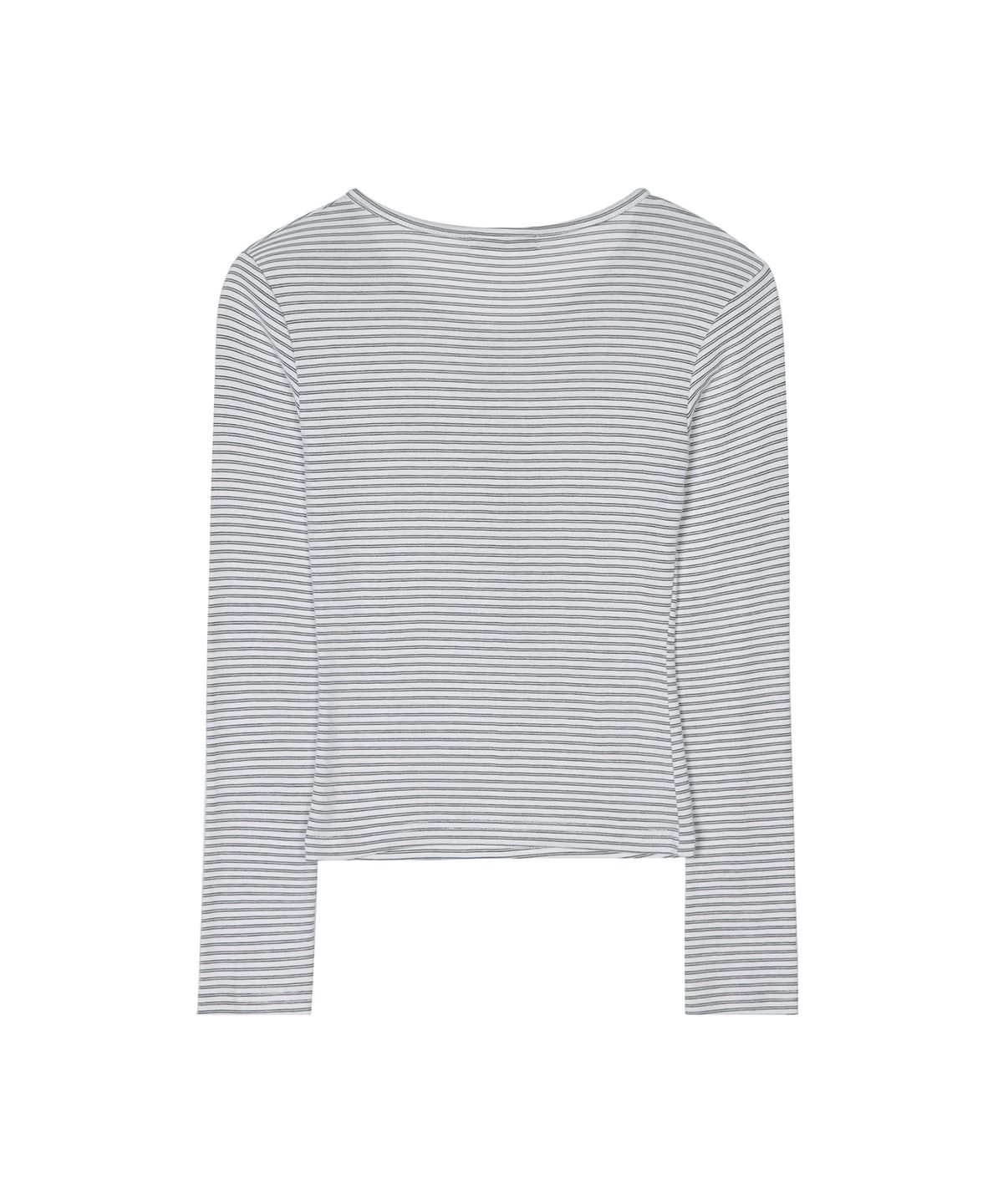 닉앤니콜(NICK&NICOLE) STRIPED HENLEY NECK TOP_IVORY