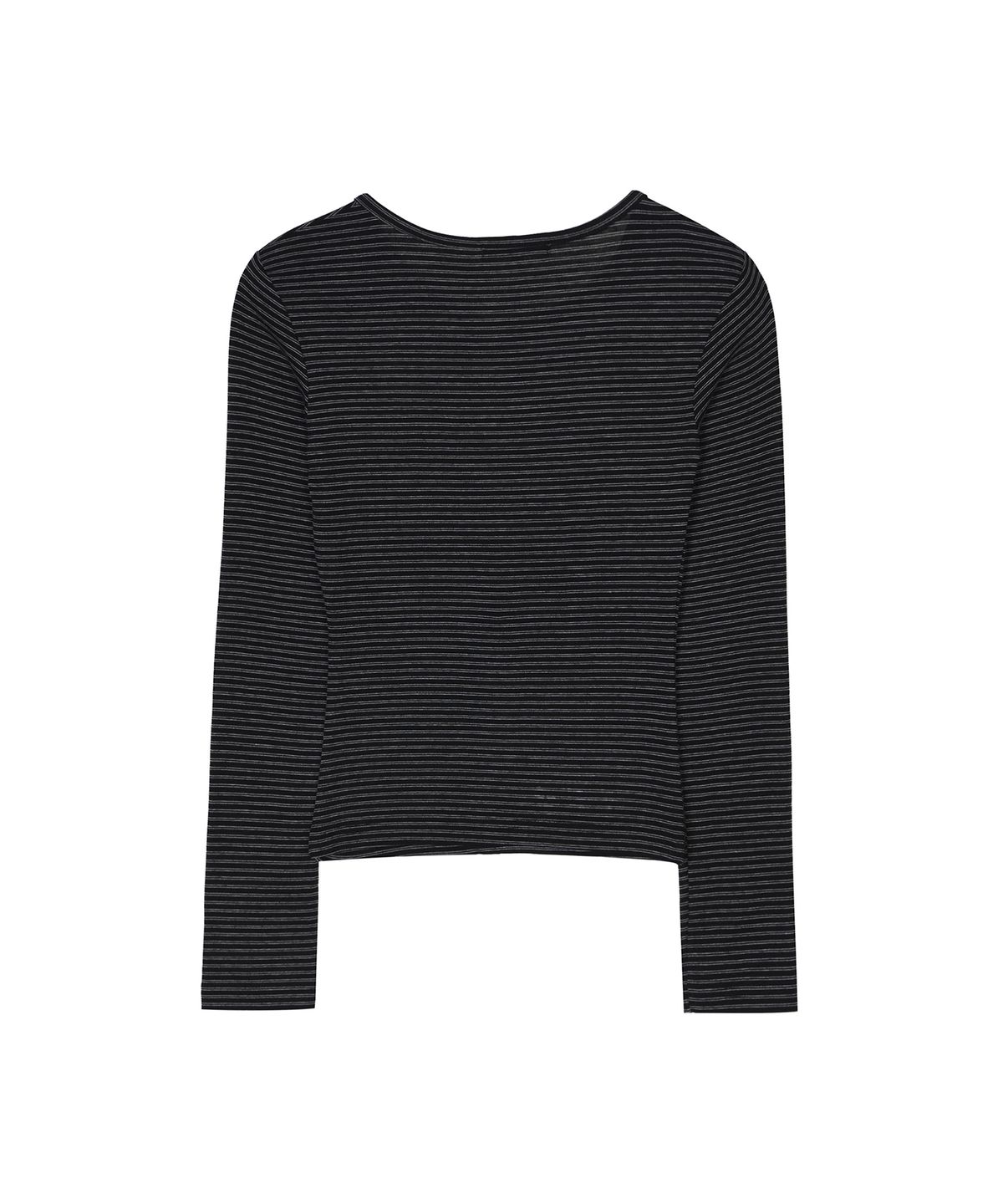 닉앤니콜(NICK&NICOLE) STRIPED HENLEY NECK TOP_BLACK