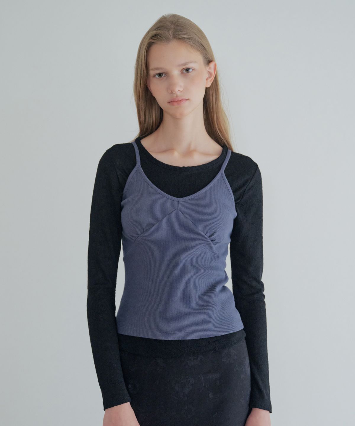그라스플랜(GRASPLAN) V-Neck Strap Sleeveless_Navy