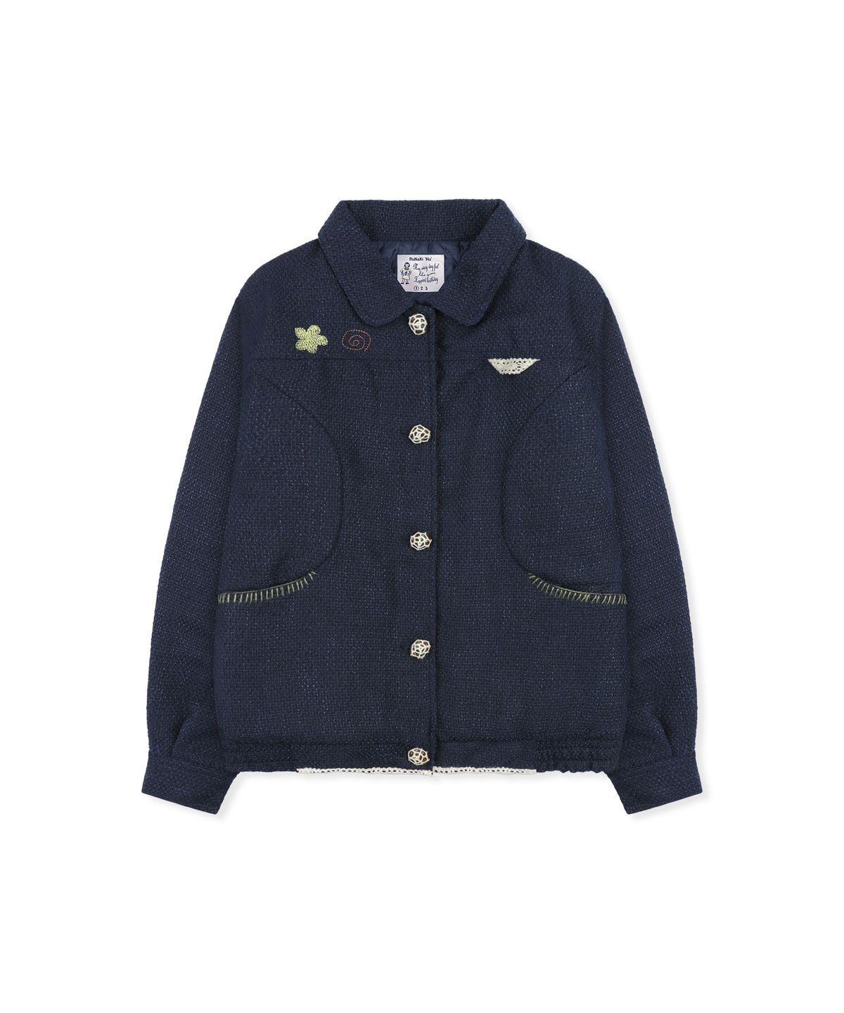 루나키후(RuNaKi'Hu') WXJ055 이토요리 트위드 퀼팅 블루종 (NAVY)