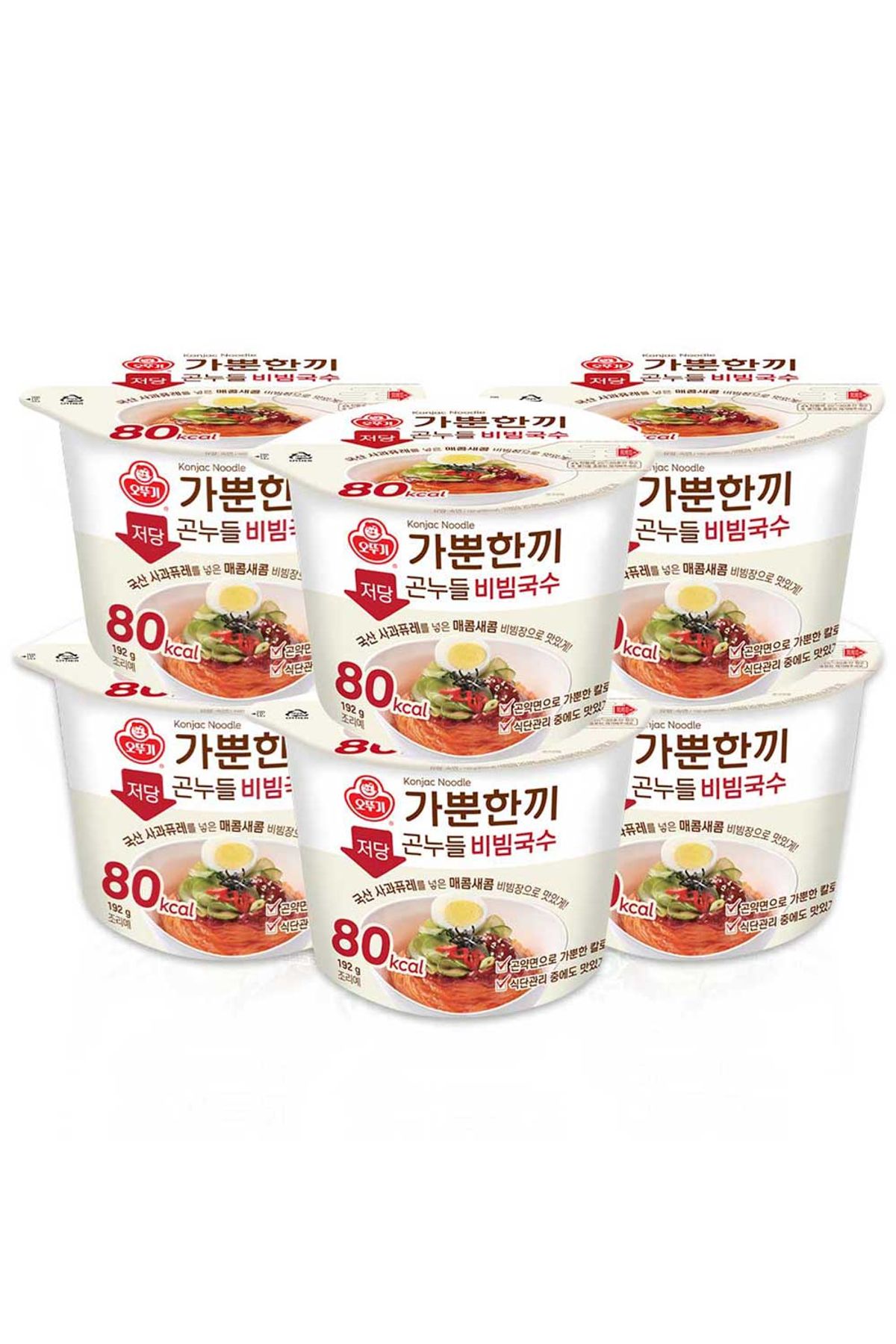 오뚜기(OTOKI) 가뿐한끼 저당곤누들 비빔국수 192g 6개
