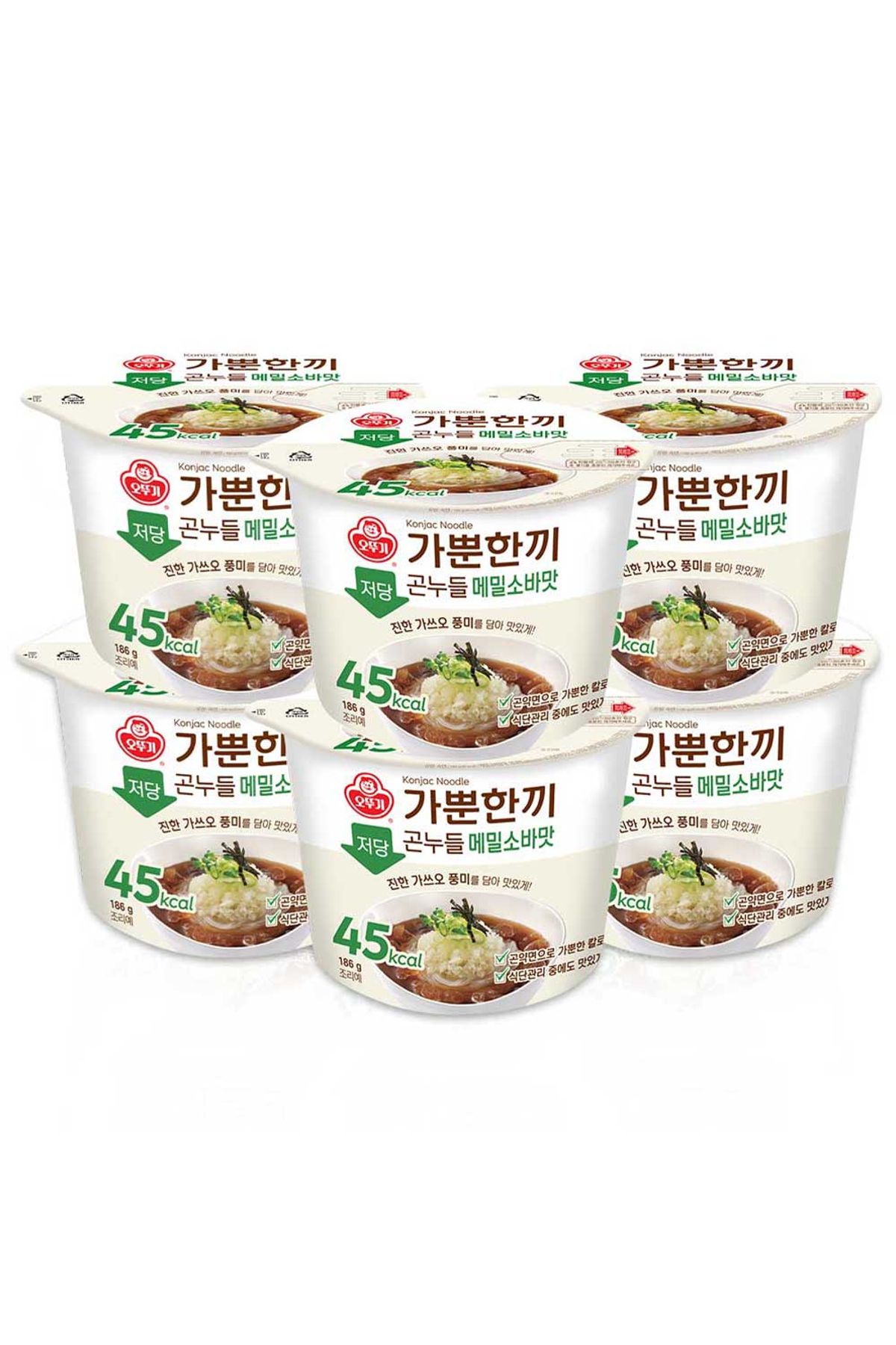 오뚜기(OTOKI) 가뿐한끼 저당곤누들 메밀소바맛 186g 6개