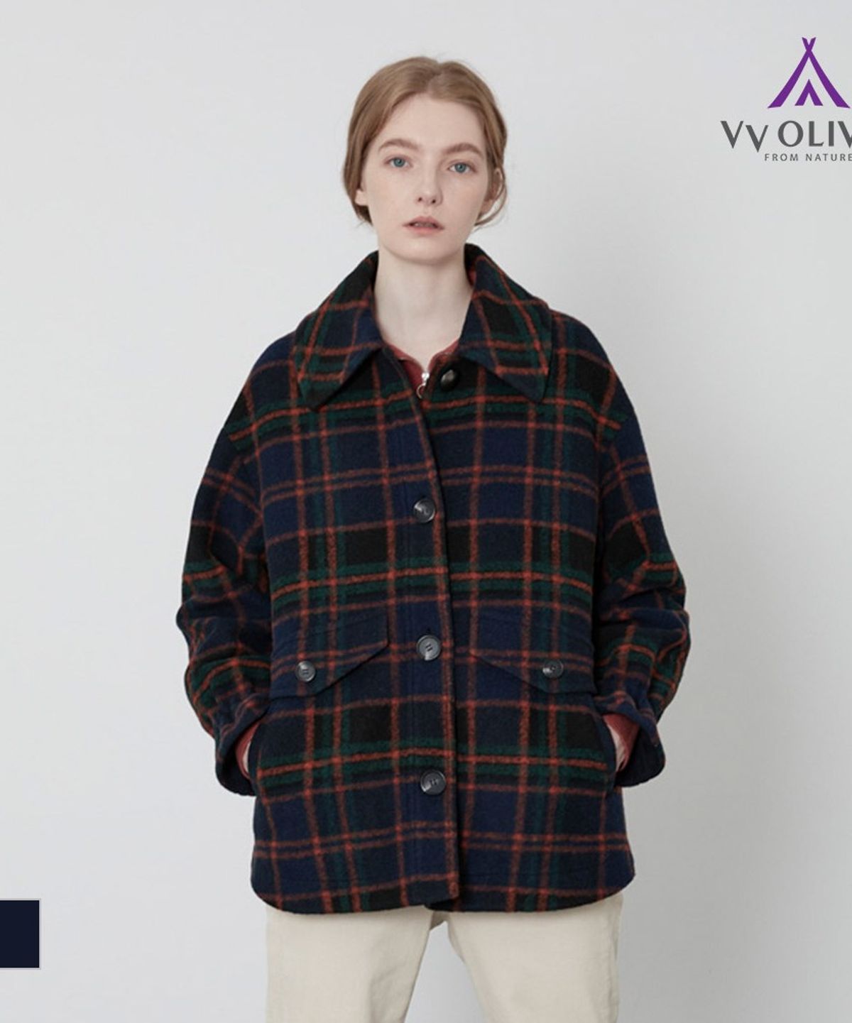 비비올리비아(VVOLIVIA) 체크 아우터형 블라우스_VVBNLYW9321