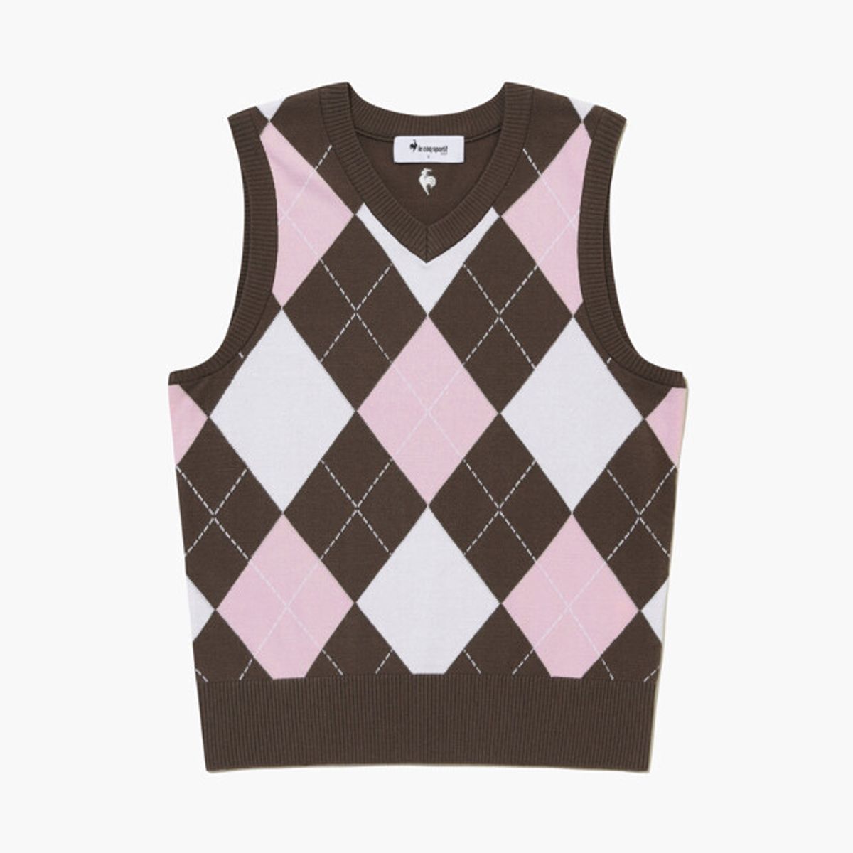 르꼬끄 골프(LECOQ GOLF) 여성 아가일 스웨터 베스트 _PINK GR322LKV93
